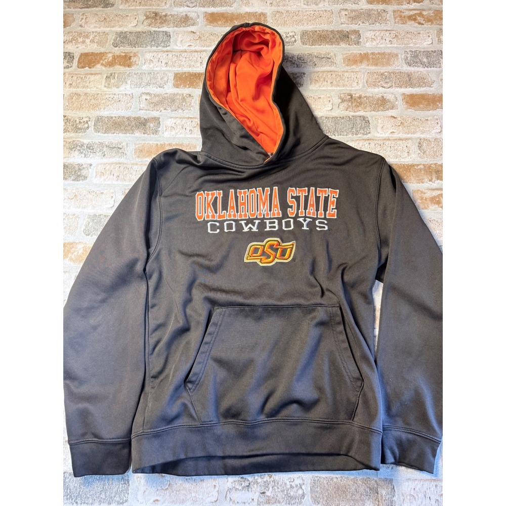 Colosseum Oklahoma State Cowboys Youth Hoodie Gray Orange OSU Sweatshirt Large